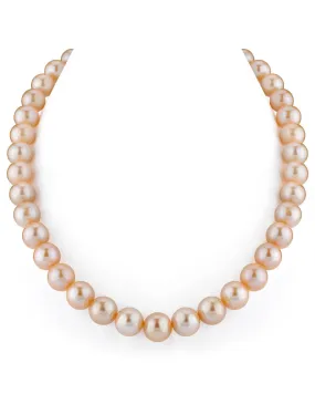 11.5-12.5mm Peach Freshwater Pearl Necklace - AAA Quality