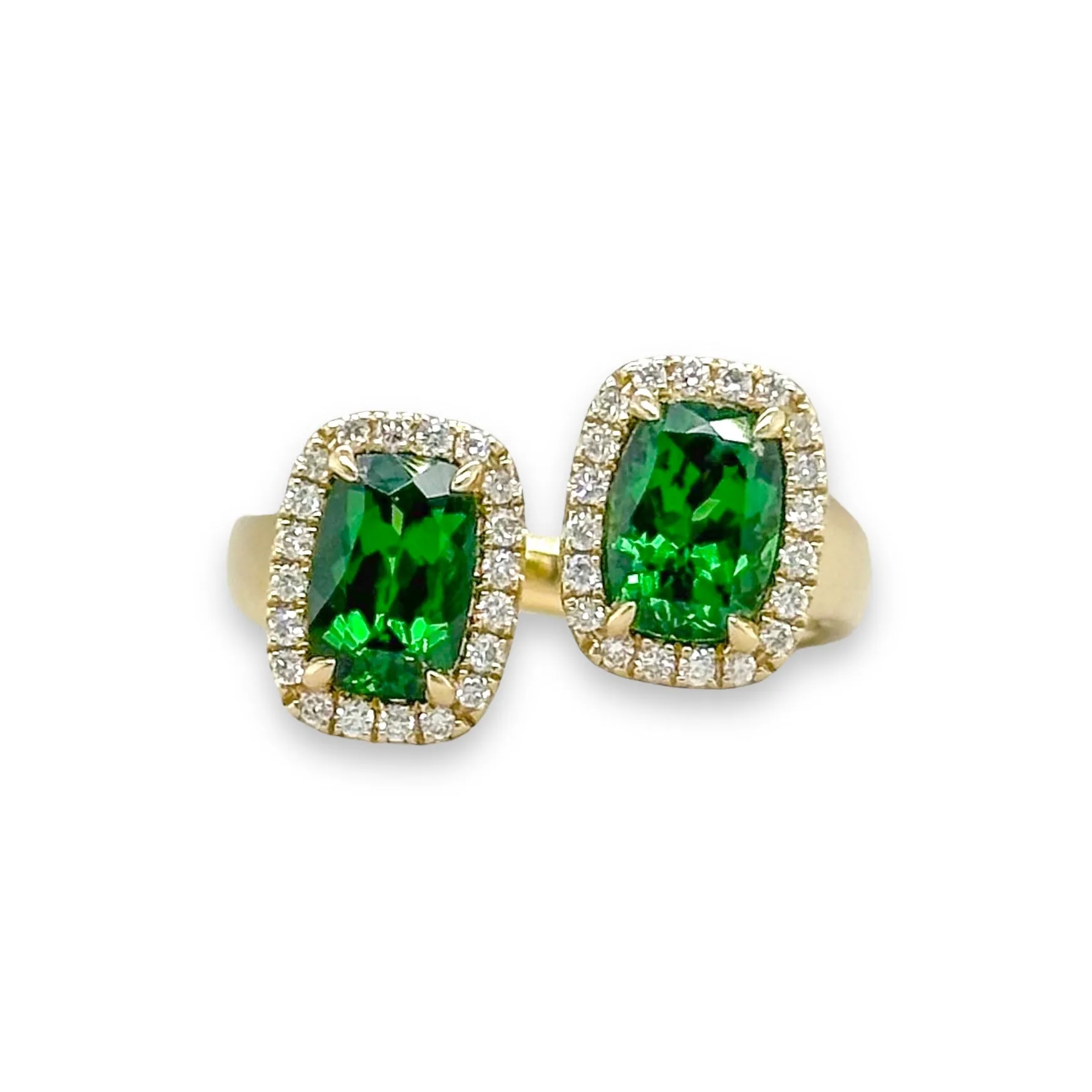 14K Y Gold 0.23ctw Diamond and 2.40ctw Tsavorite Ring