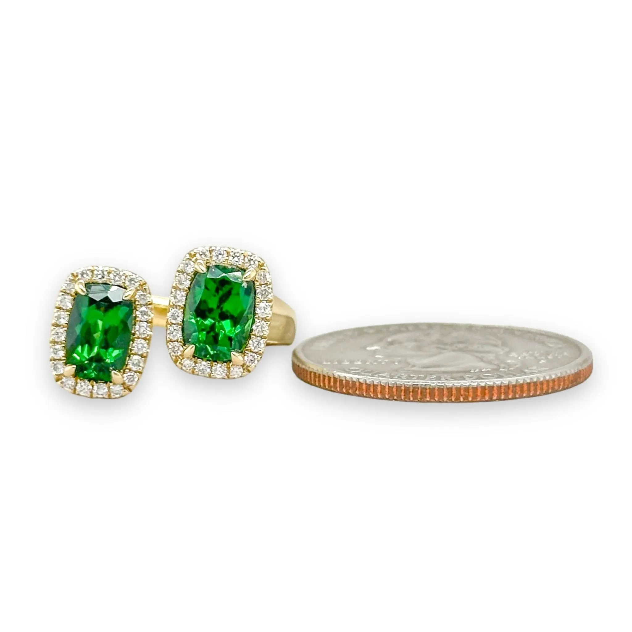 14K Y Gold 0.23ctw Diamond and 2.40ctw Tsavorite Ring