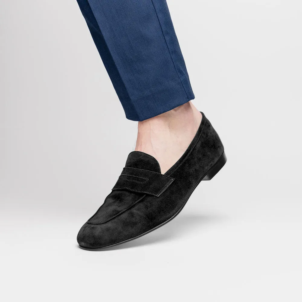 16-100-BLK TASCA Italian Sueded Kid Loafer Black