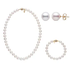 16 Inch 3 Piece 8.5-9.0 mm White Freshadama Freshwater Pearl Set