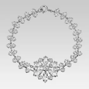 1928 Jewelry Austrian Crystal Flower Link Bracelet 7.5 Inches