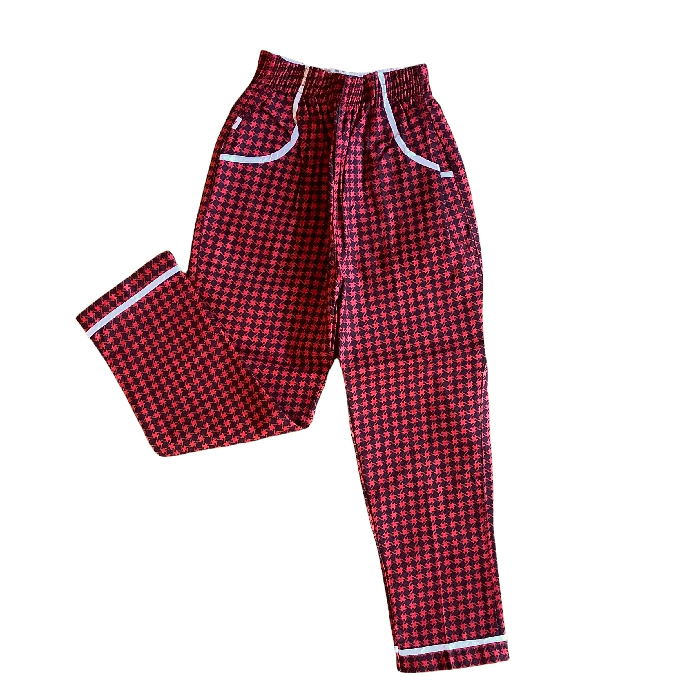 1960s Red Houndstooth Trousers /  3-4Y