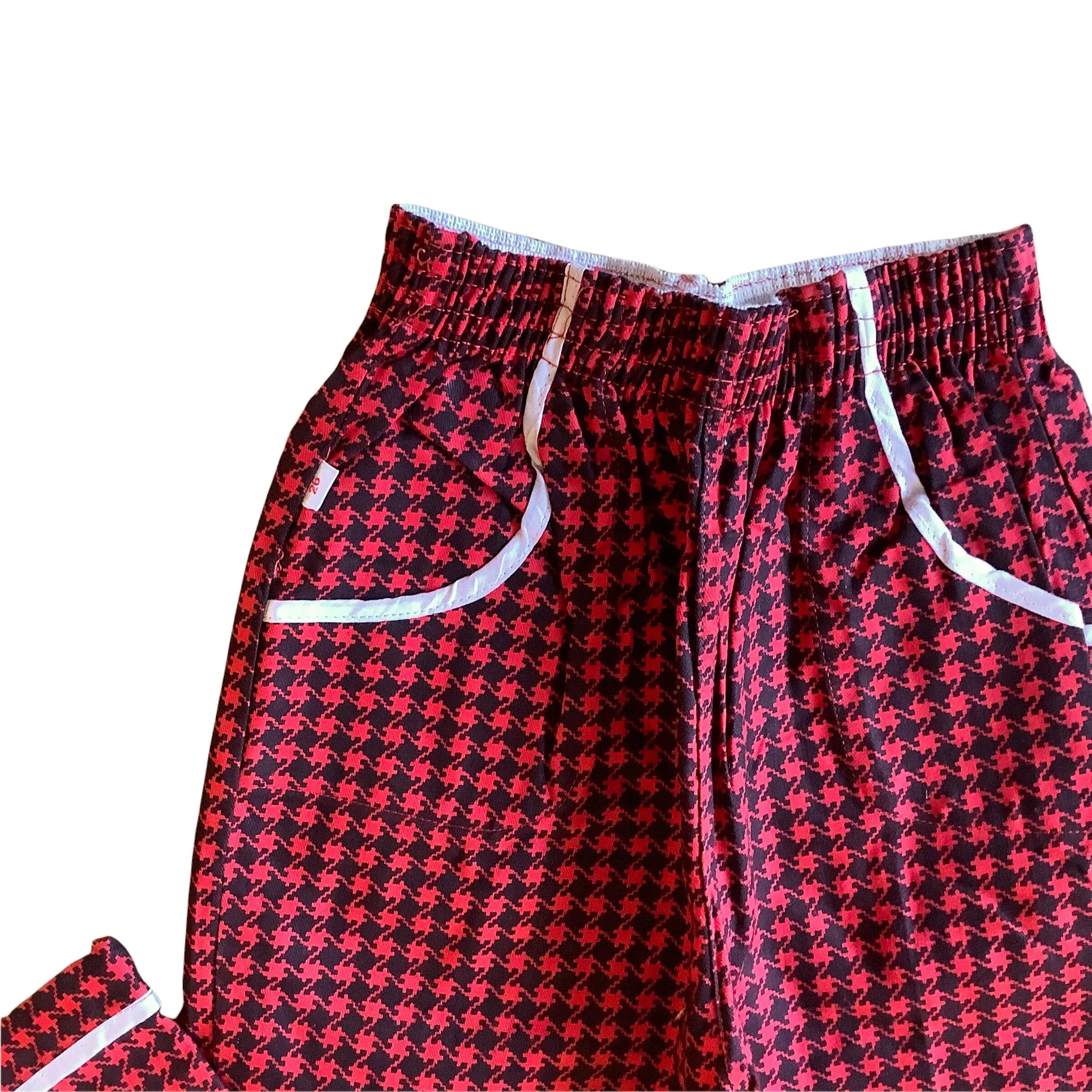 1960s Red Houndstooth Trousers /  3-4Y