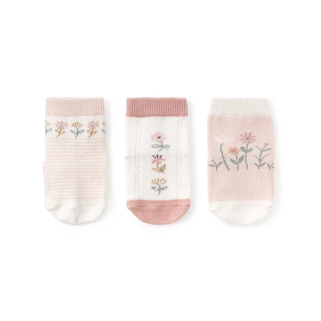 3 Pack Non-Slip Socks Flower