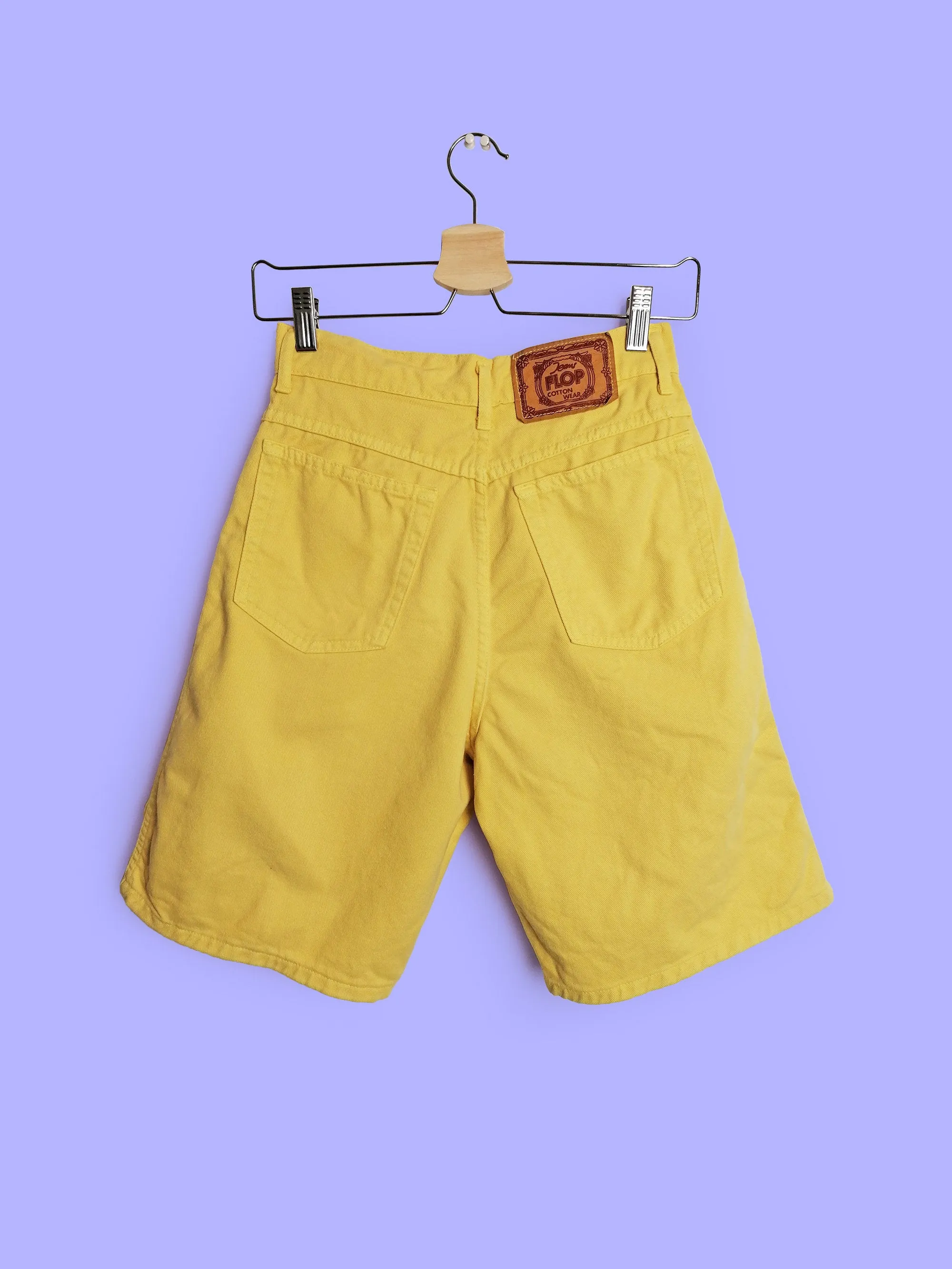 90's FLOP High Waist Retro Shorts Yellow  ~ size S-M / EU 36