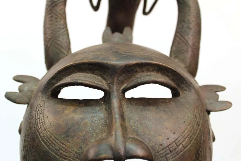 African Cameroon Tribal Bronze Mask