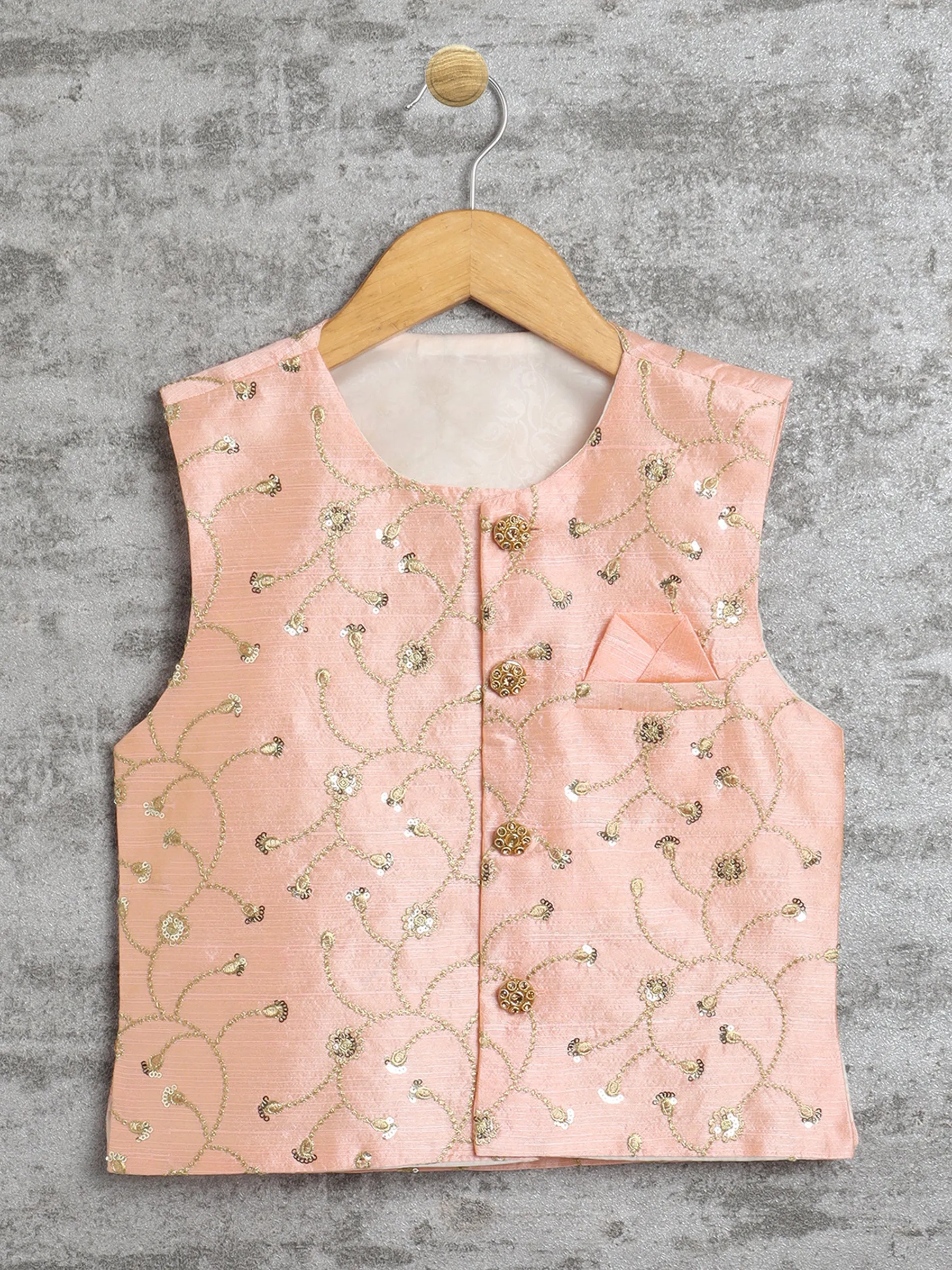 Ahhaaaa Kids Ethnic Pink Waistcoat For Boys (Ethnic Jacket)