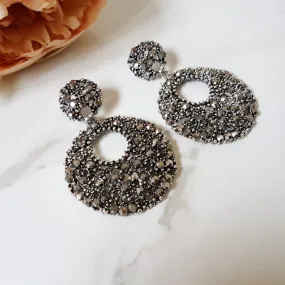 AMICA Grey Disc Statement Earrings