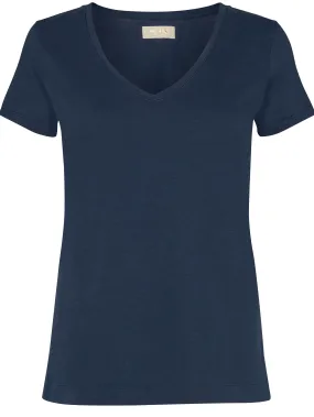 Arden Organic V-neck Tee | Navy | T-Shirt fra Mos Mosh