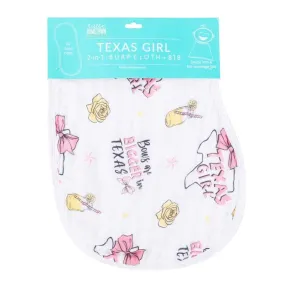 Baby Burp Cloth & Bib Combo: Texas Girl