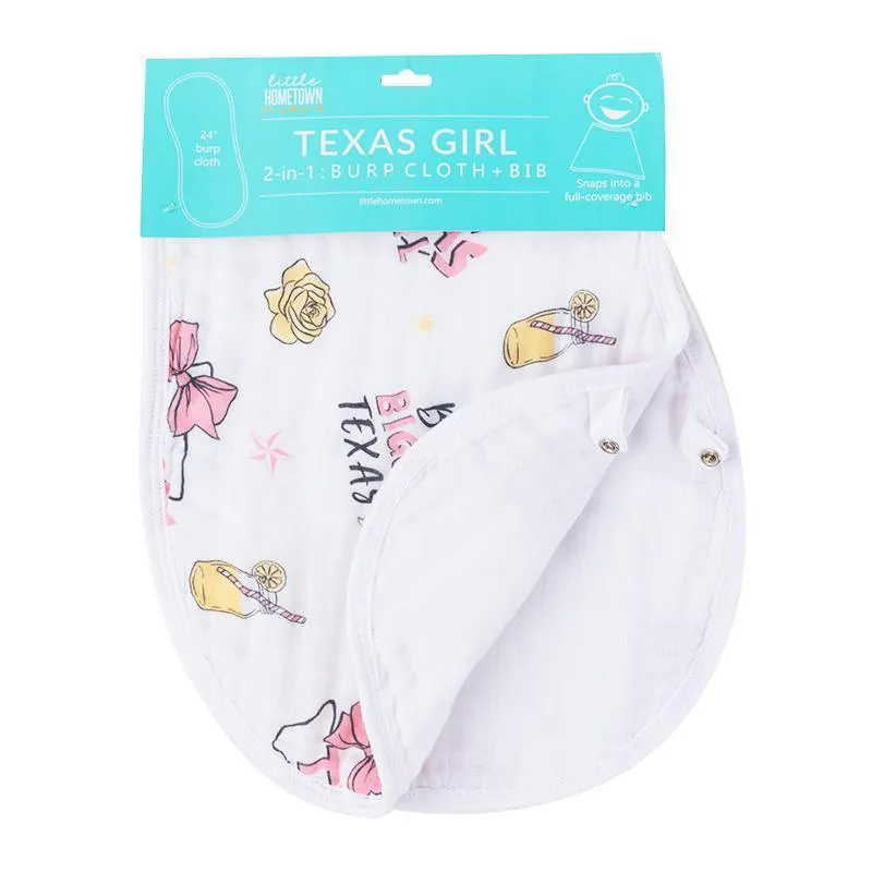 Baby Burp Cloth & Bib Combo: Texas Girl