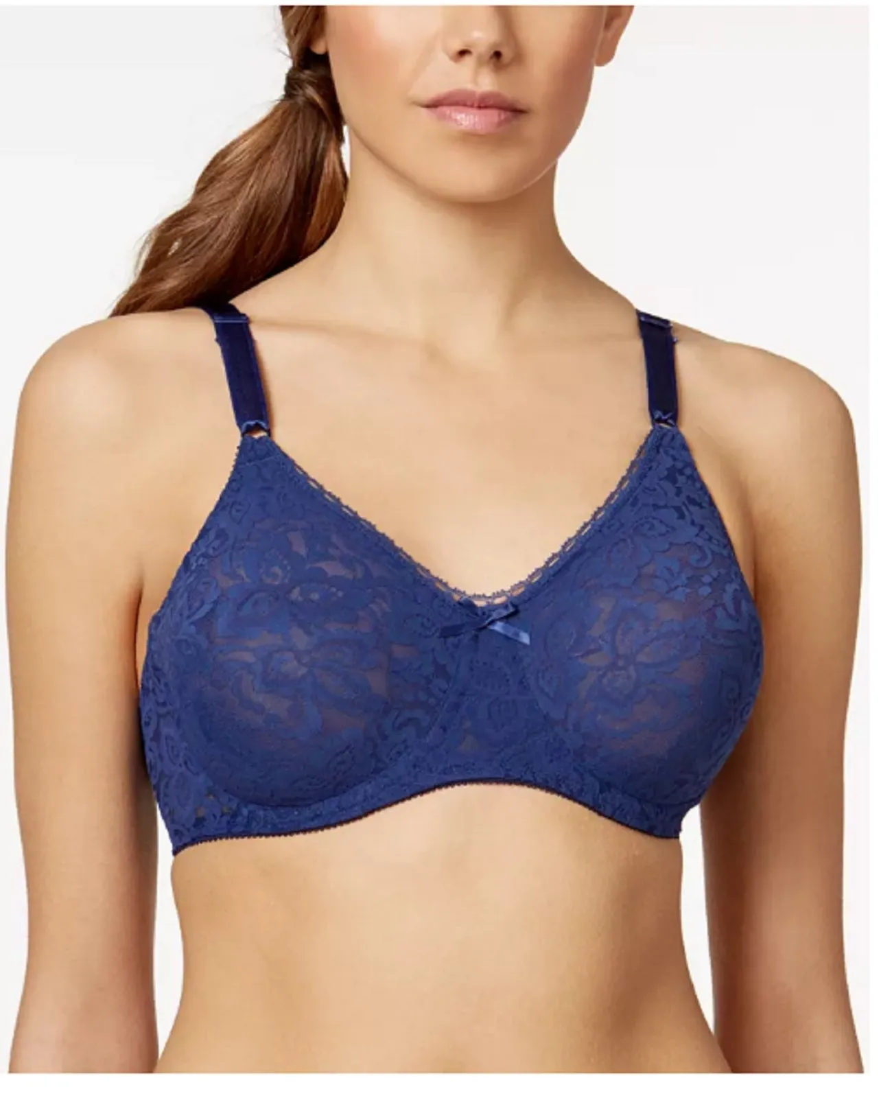 Bali Women's Lace 'n Smooth 2-Ply Seamless Underwire Bra, Navy, 40D