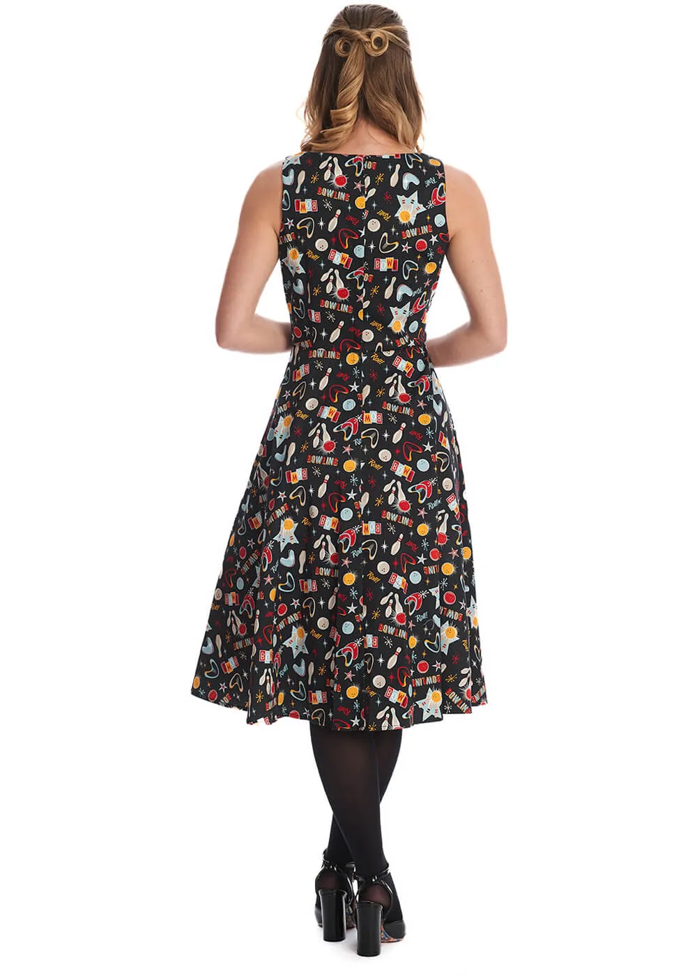 Banned Let's Go Bowling 50's Swing Dress Black