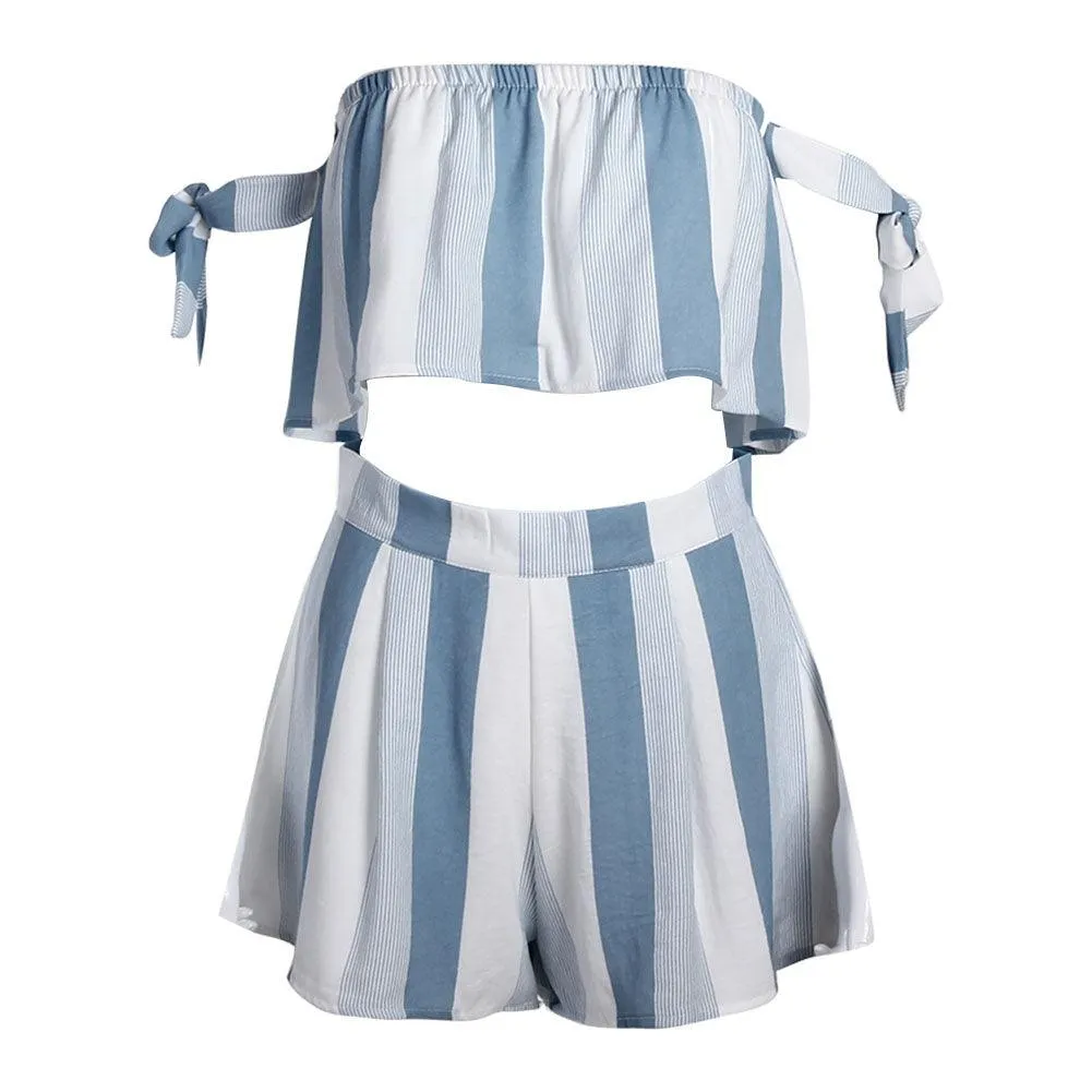 BETSY BLUE & WHITE STRIPE SHORTS SET