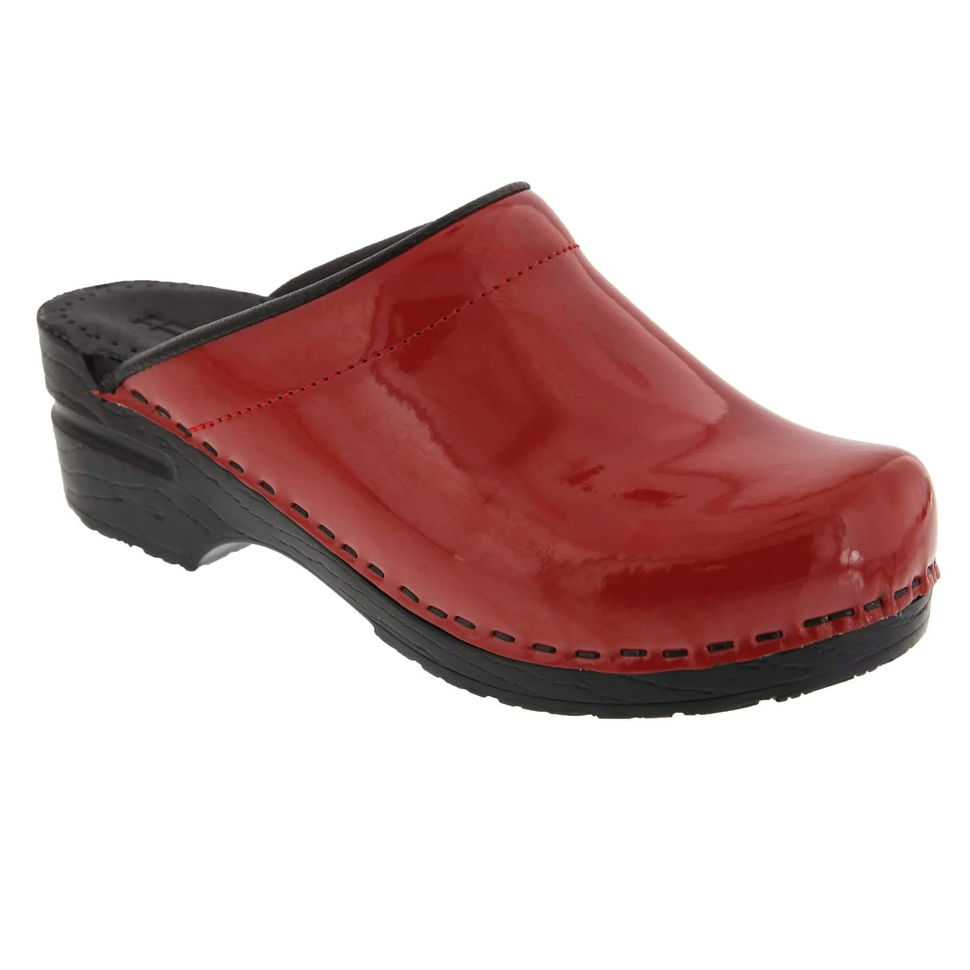 BJORK Elly Open Back Red Patent Leather Clogs