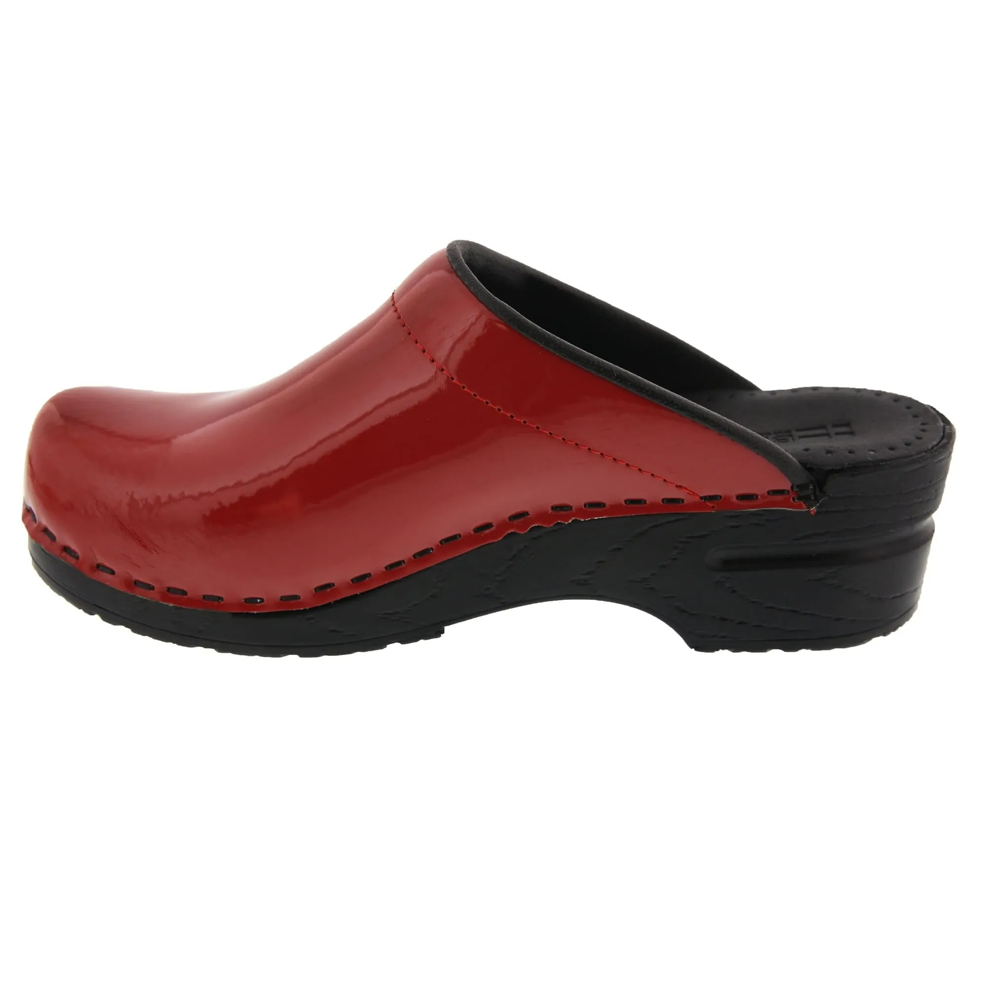 BJORK Elly Open Back Red Patent Leather Clogs