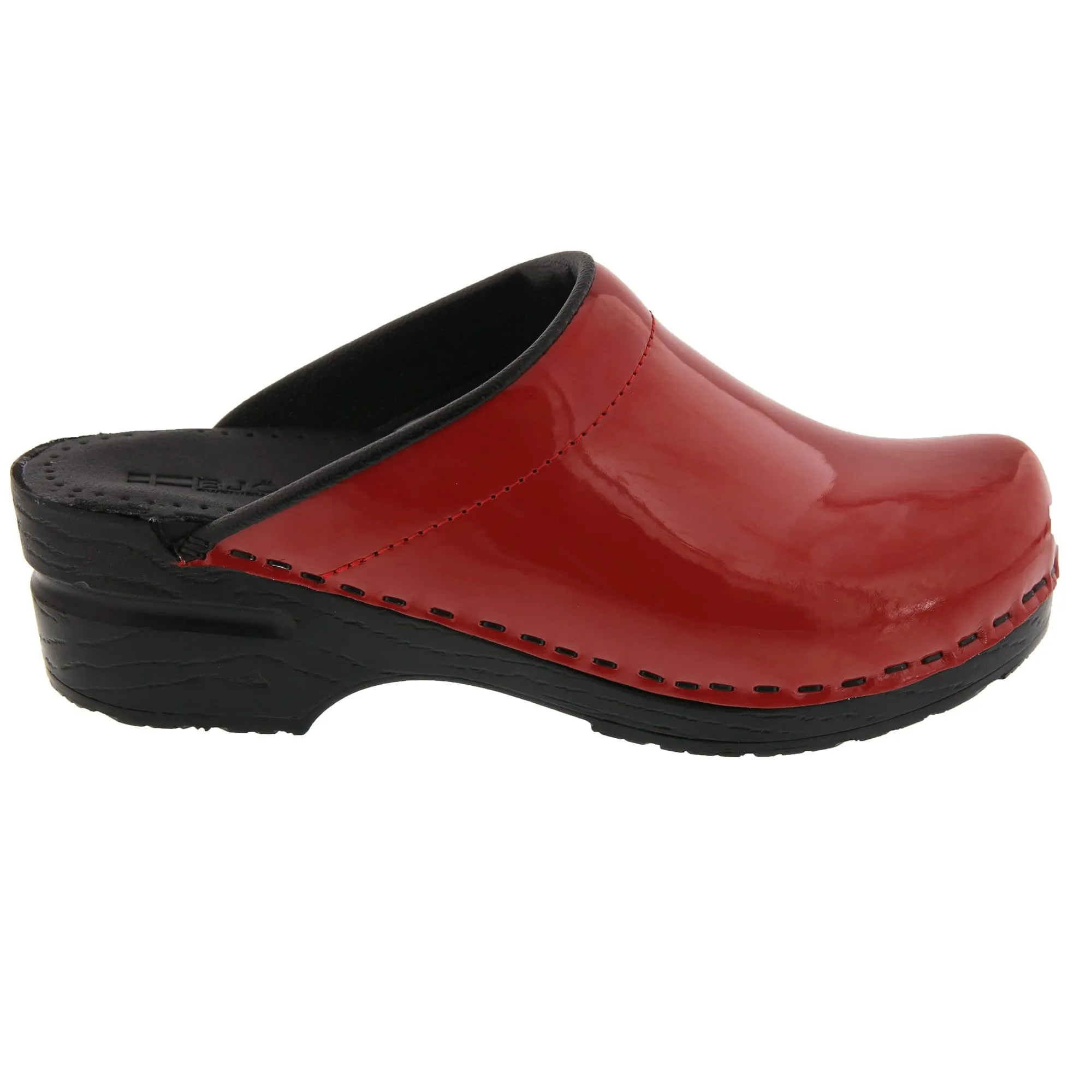 BJORK Elly Open Back Red Patent Leather Clogs