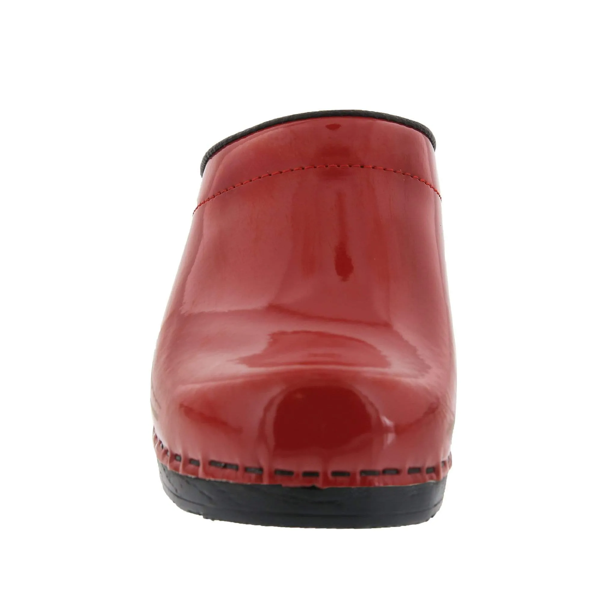 BJORK Elly Open Back Red Patent Leather Clogs