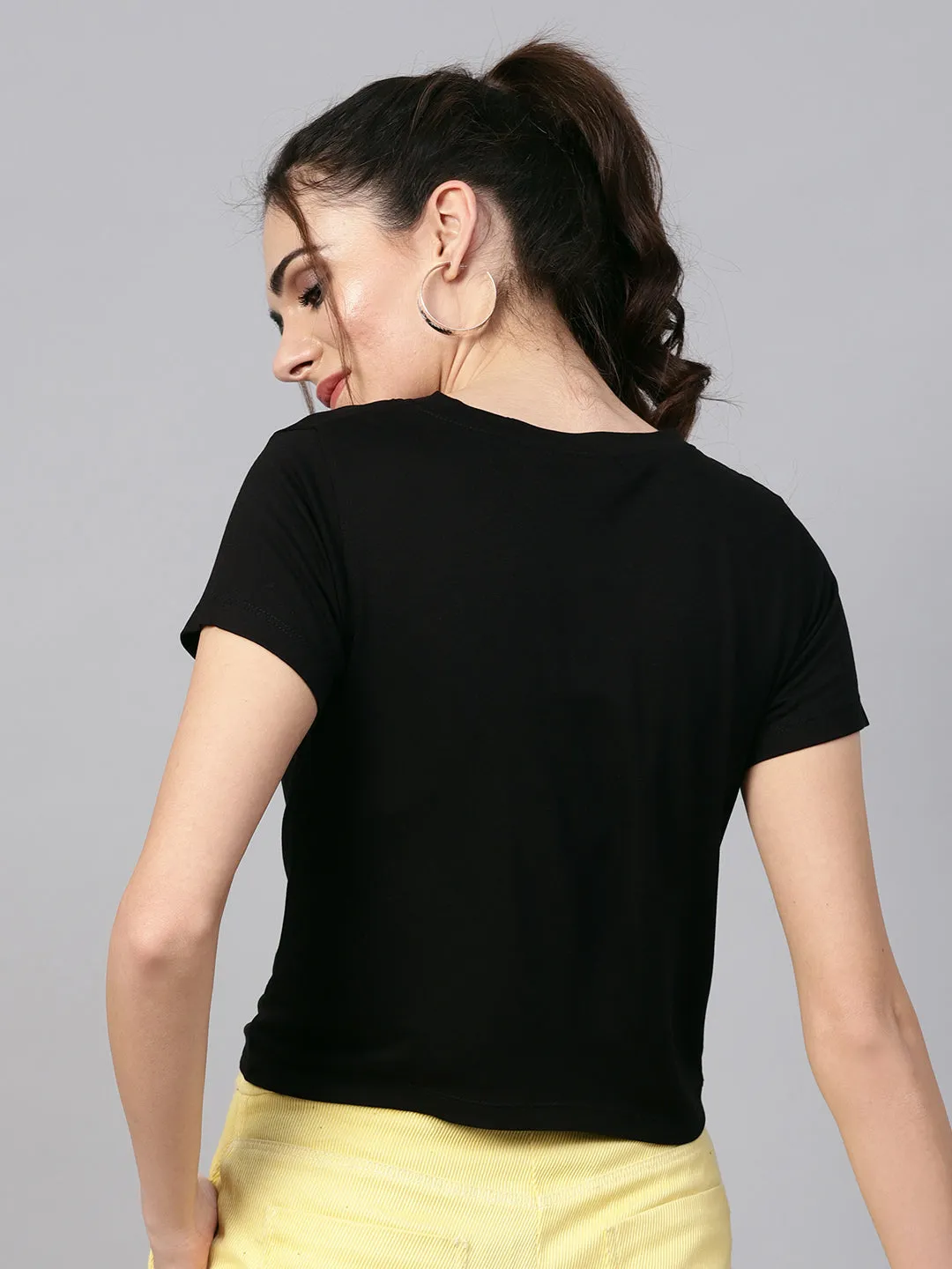 Black Knot Hem Crop Tee