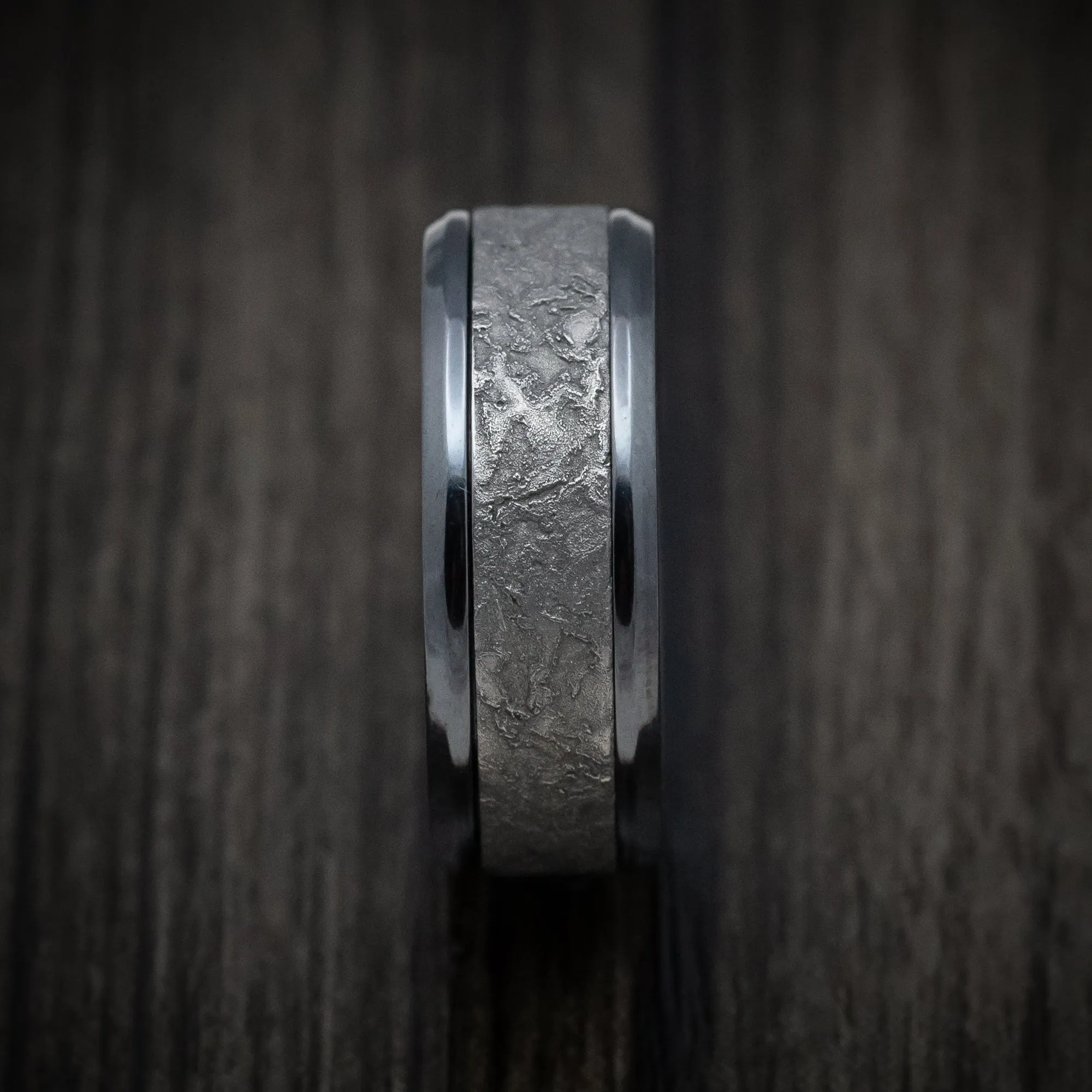 Black Titanium and Splatter Finish Tantalum Custom Mens Ring