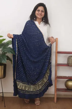 Blue Bandhani Gajji Silk Dupatta