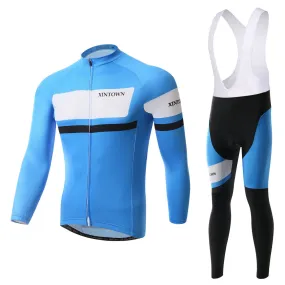 Blue Quick-Dry Long Sleeve Cycling Jersey Set