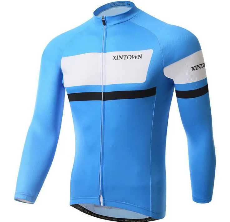 Blue Quick-Dry Long Sleeve Cycling Jersey Set