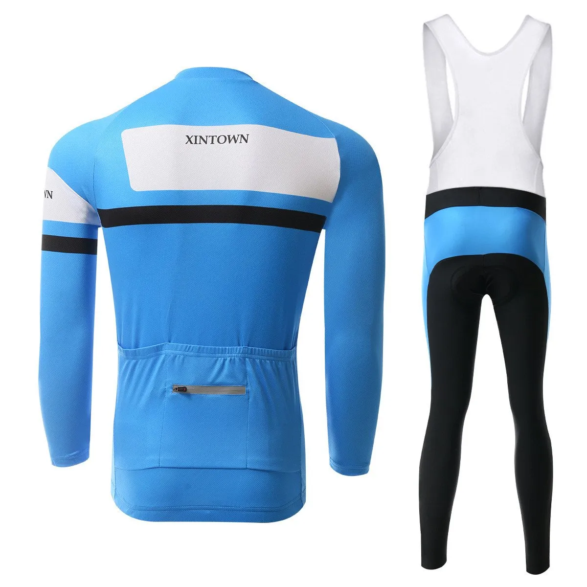 Blue Quick-Dry Long Sleeve Cycling Jersey Set