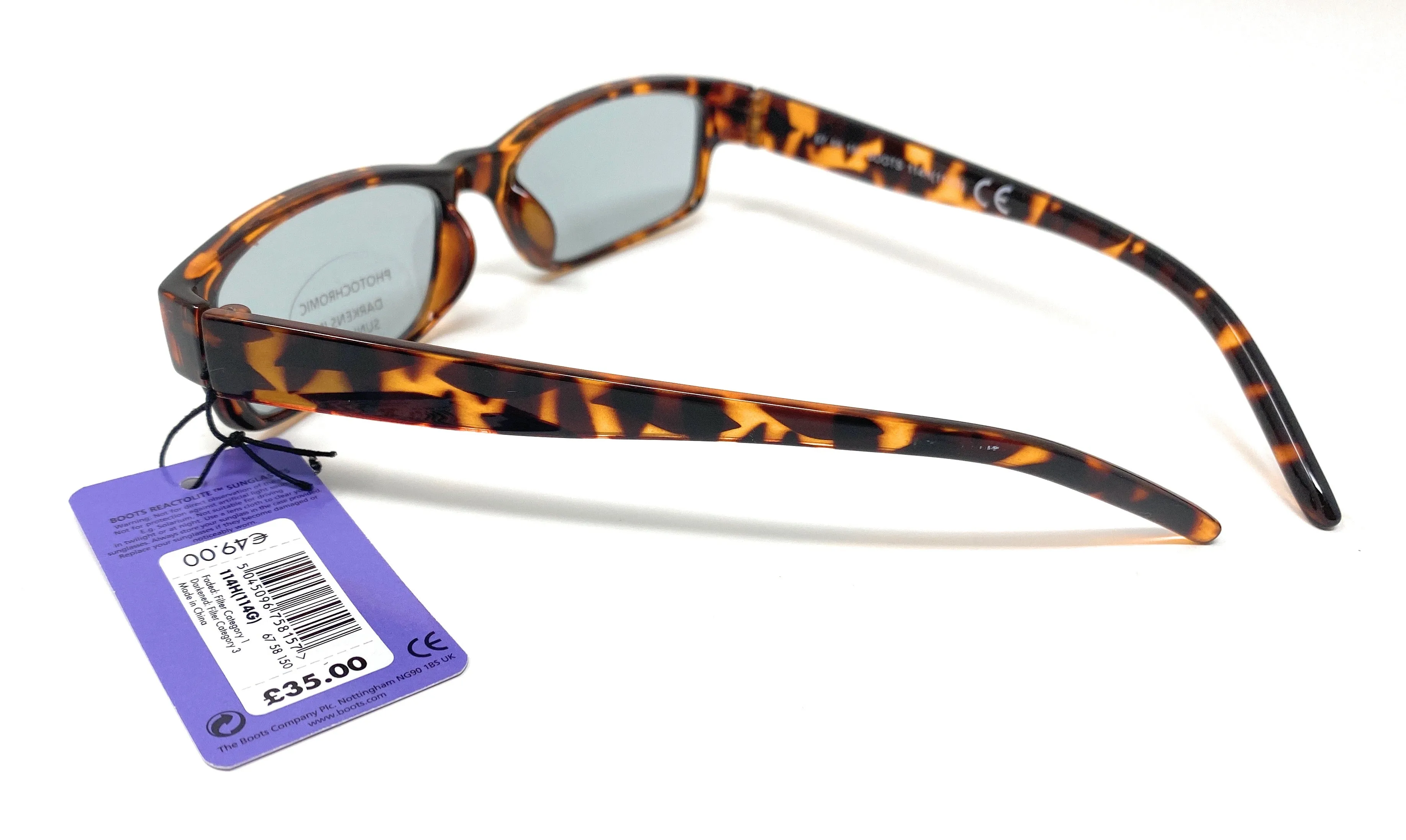 Boots REACTOLITE™ Sunglasses Brown Tortoiseshell Frames 114G