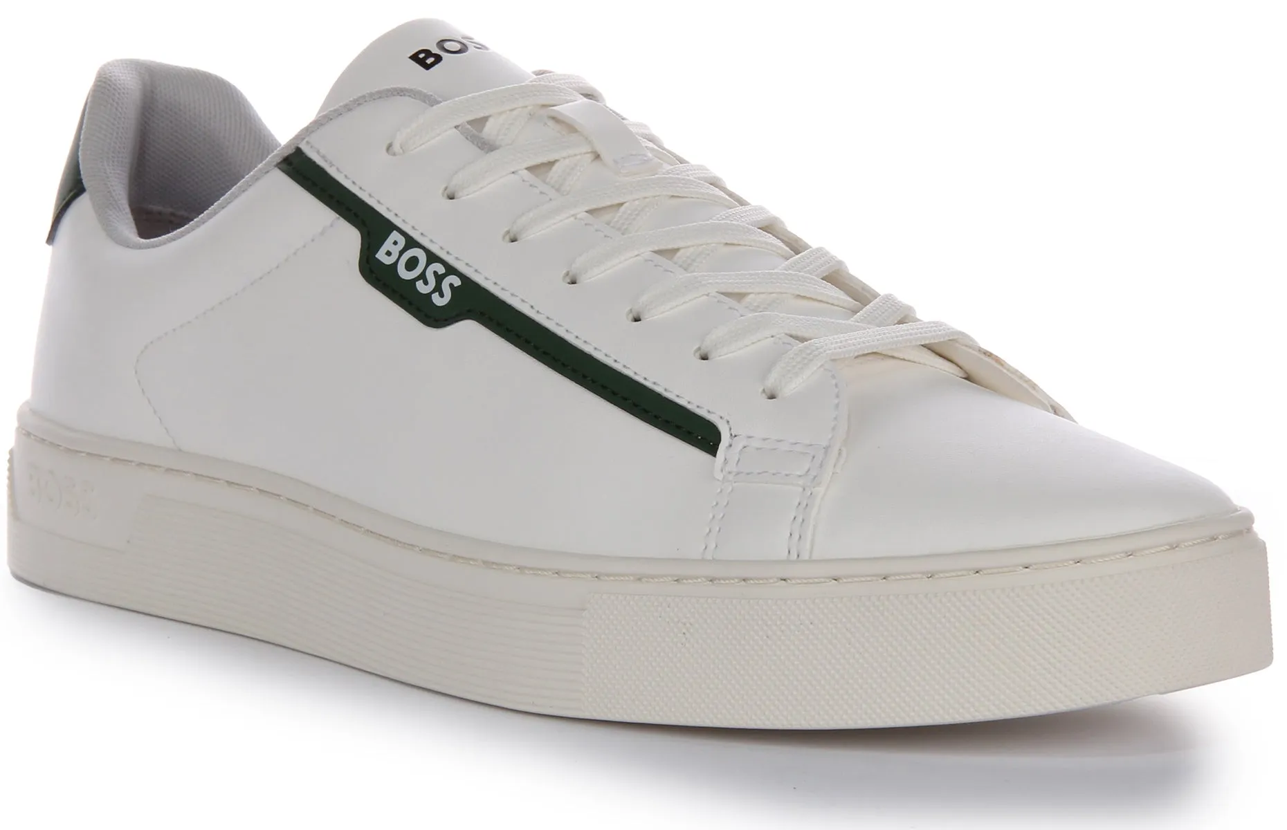 Boss Rhys Tennis Pusdt In White Green For Men