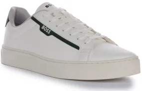 Boss Rhys Tennis Pusdt In White Green For Men