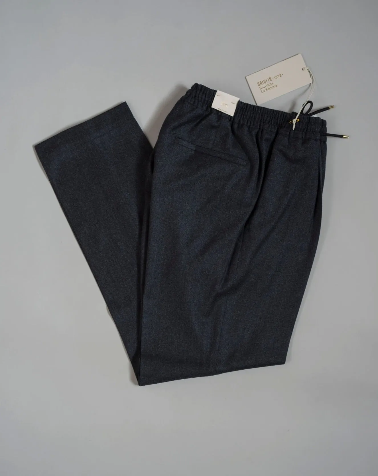 Briglia Drawstring Flannel Trousers / Dark Grey