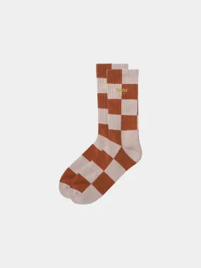 Butter Goods Checkered Socks - Sand / Brown