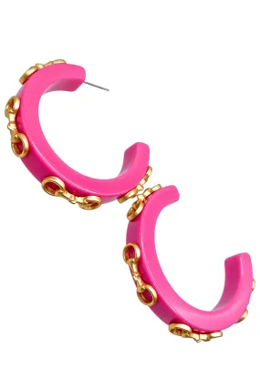 Calvin Horsebit Earrings - Pink - FINAL SALE