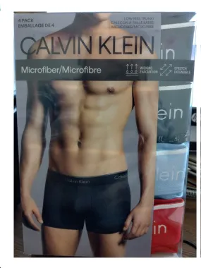 Calvin Klein Men's Microfiber Low Rise Trunks 4 Pack, Multi, XL