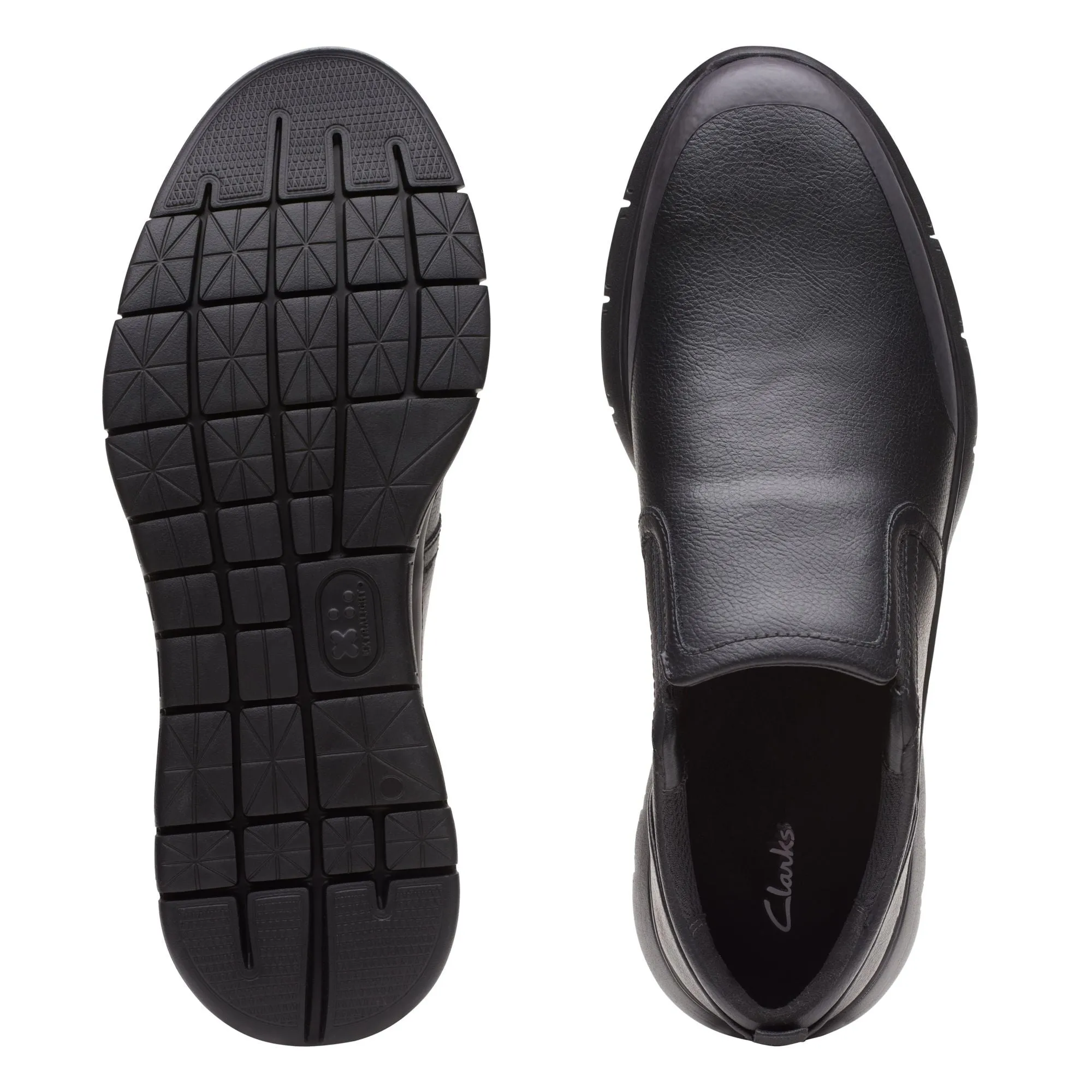 Clarks LT Slip Black Leather