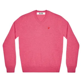 COMME des GARÇONS Small Heart V Neck Sweater - Pink