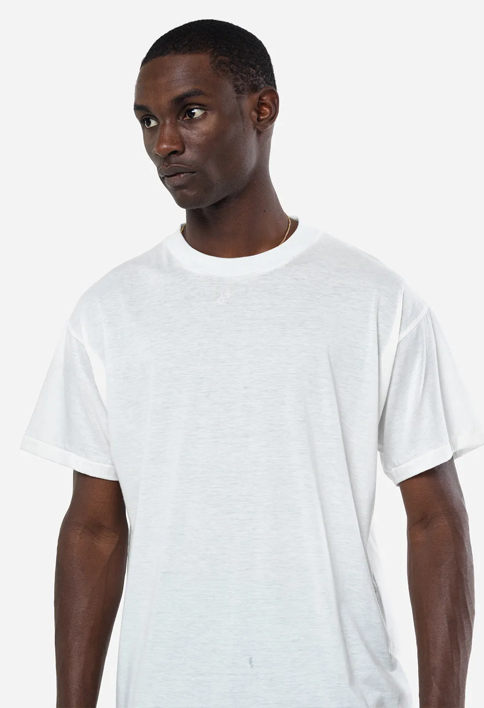 Cotton Cashmere Crew / White