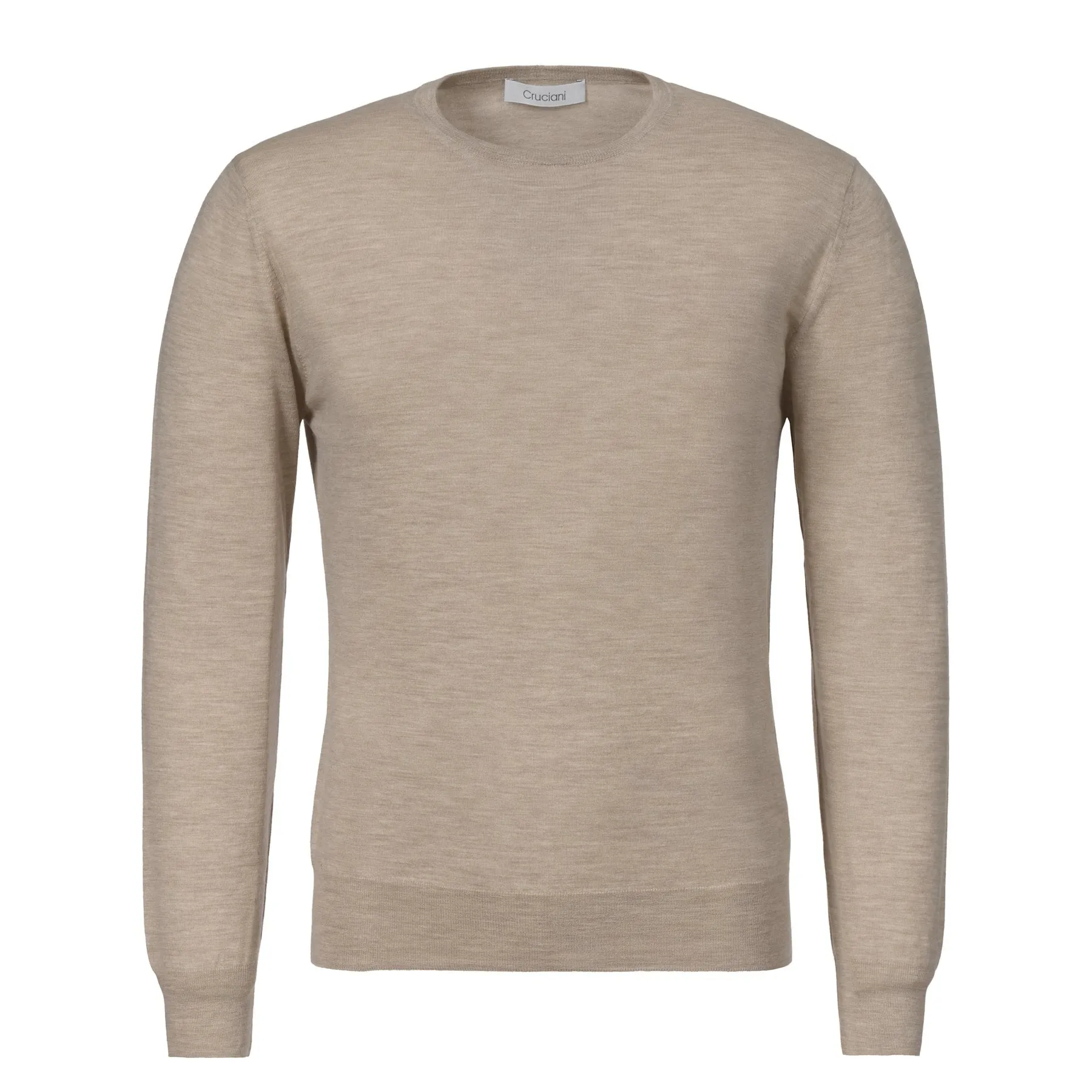 Crew-Neck Super Soft Wool Sweater in Beige