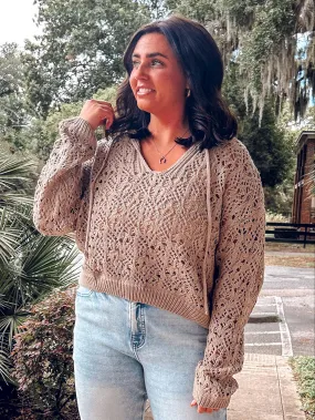 Crochet Hooded Top| Taupe