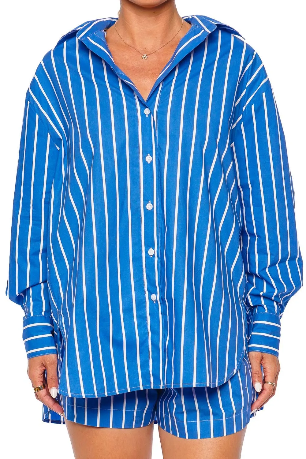 Daija Blue Striped Button Down Shirt