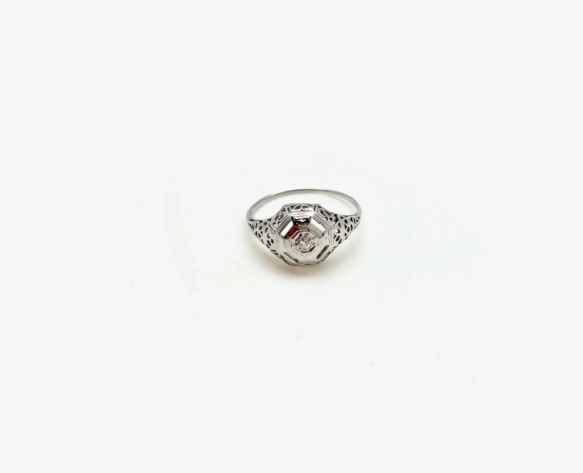 Deco Diamond Hexagon Ring (18k, 6.75)