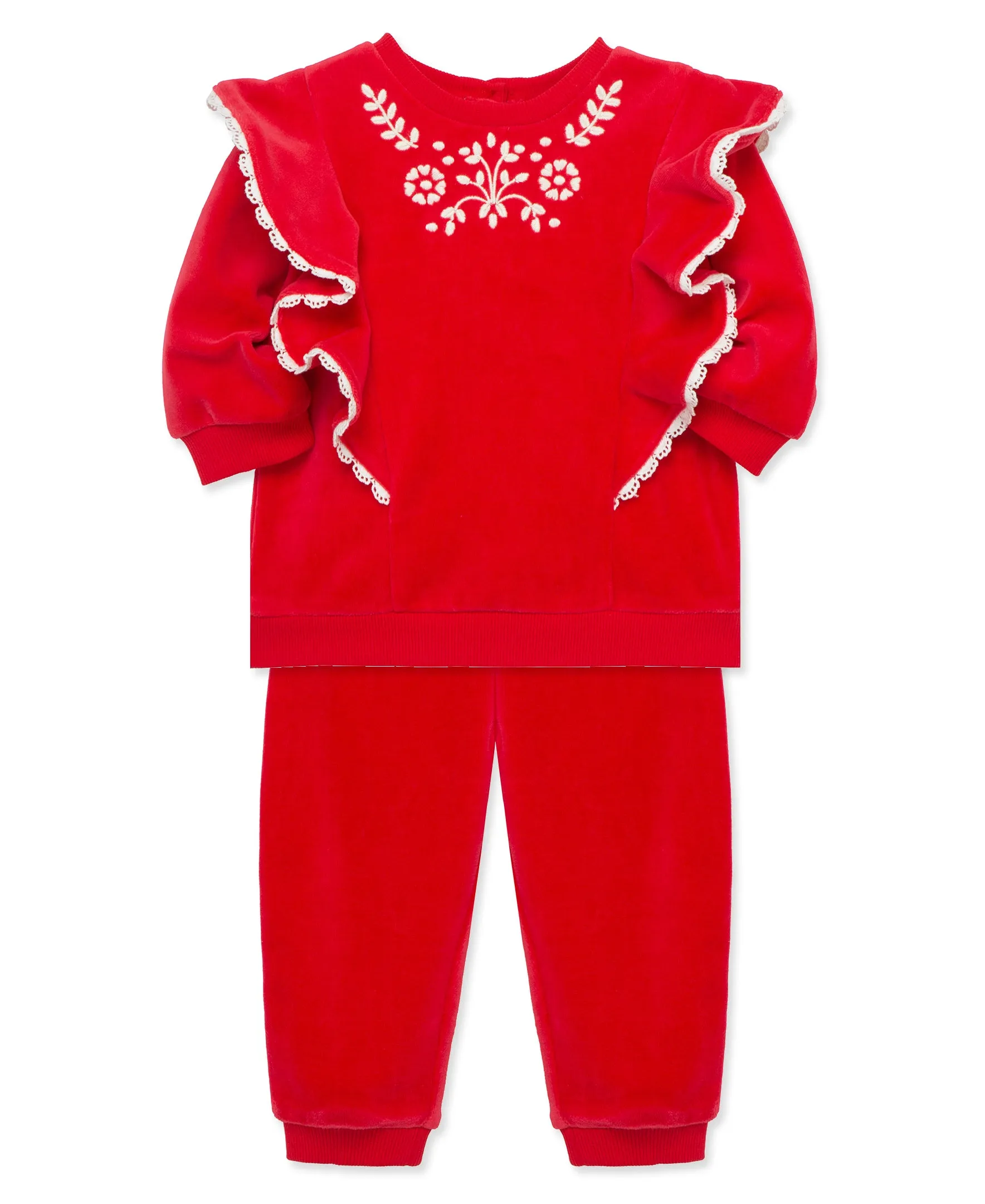 Embroidered Velour Pant Set (2T-4T)