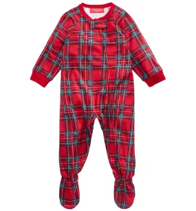 Family Pajamas Baby's Brinkley Plaid Soft Footed Pajamas, Red, 18MO