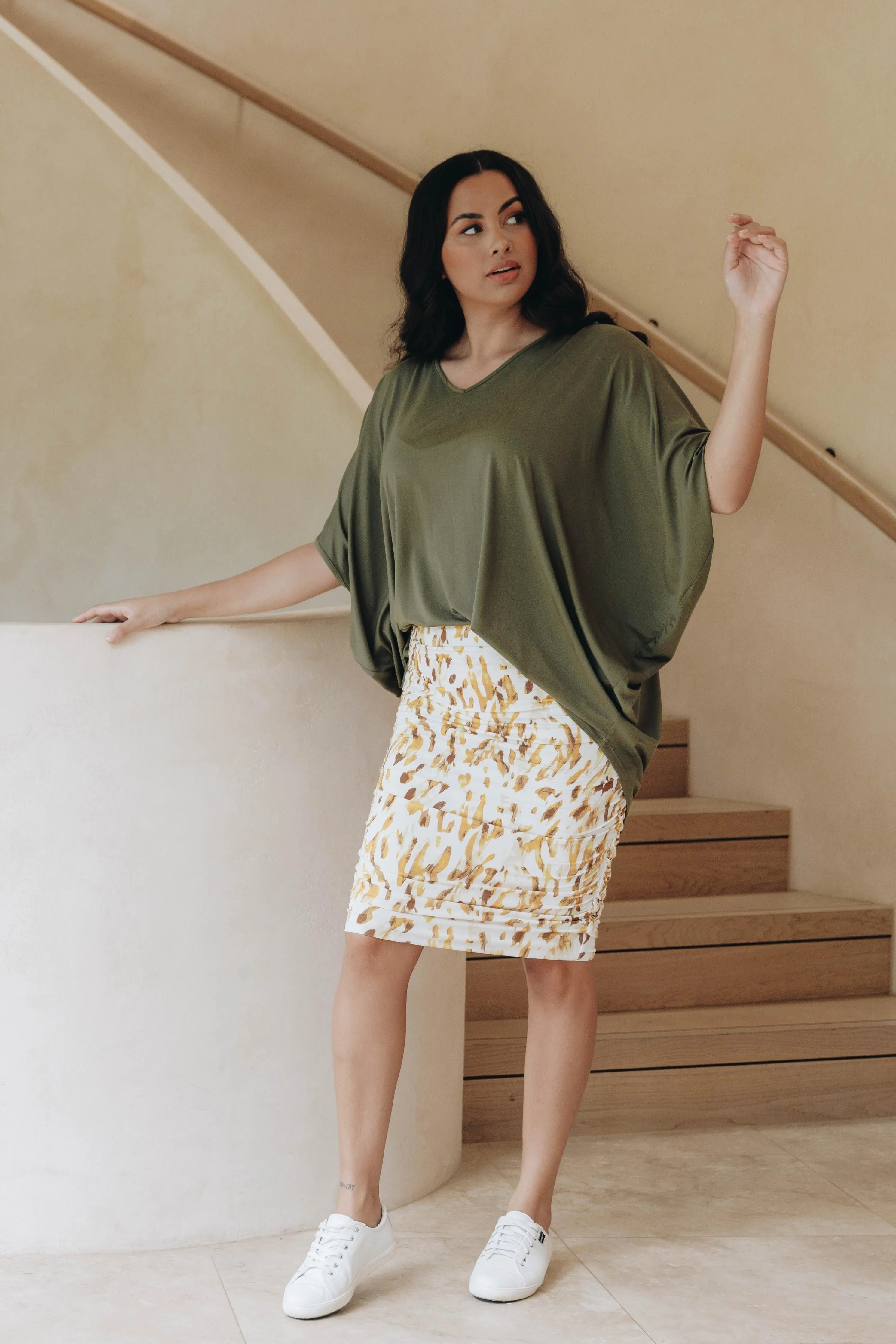 FINAL SALE Ruche Skirt in Tuscan Lane