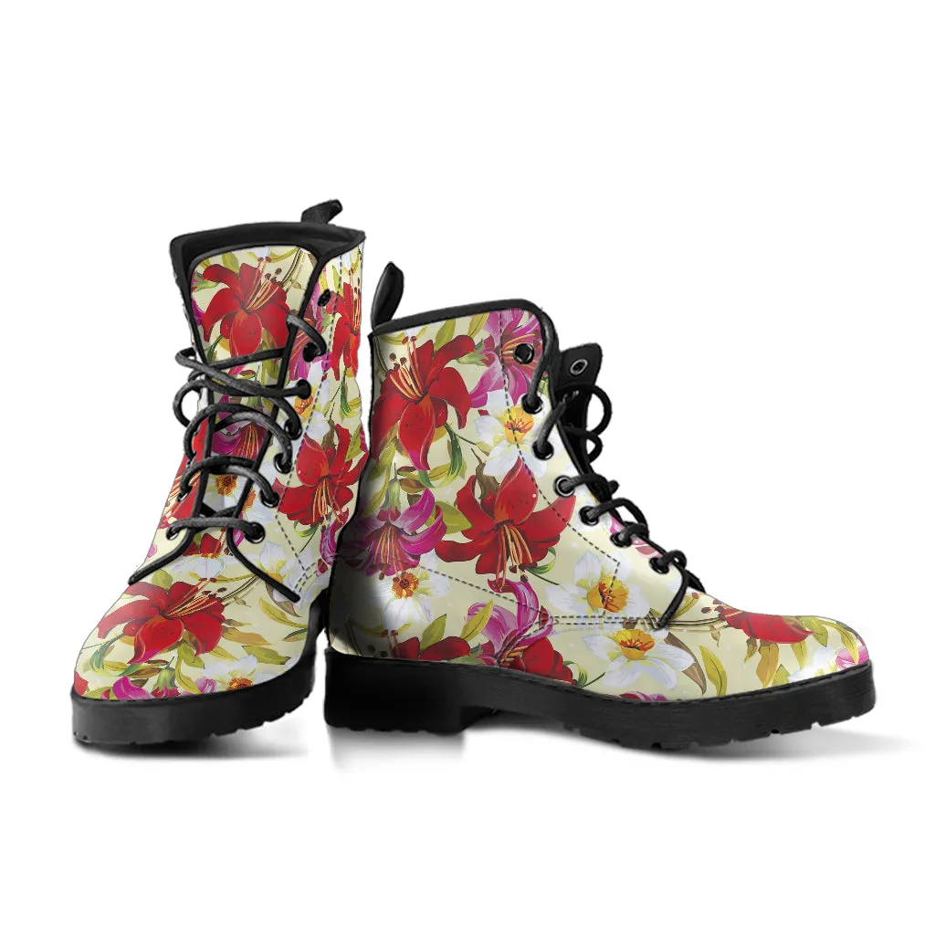 Floral - Vegan Leather Boots