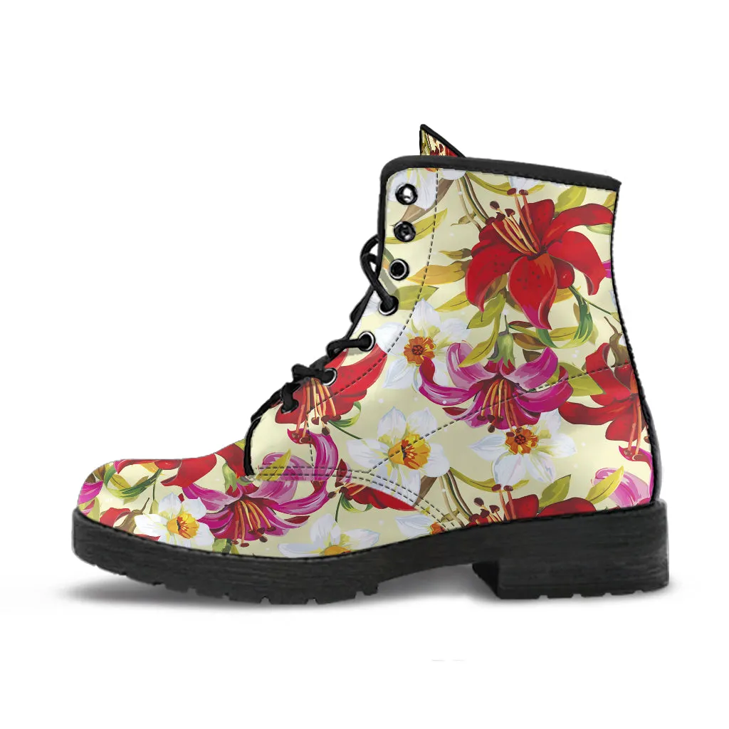 Floral - Vegan Leather Boots