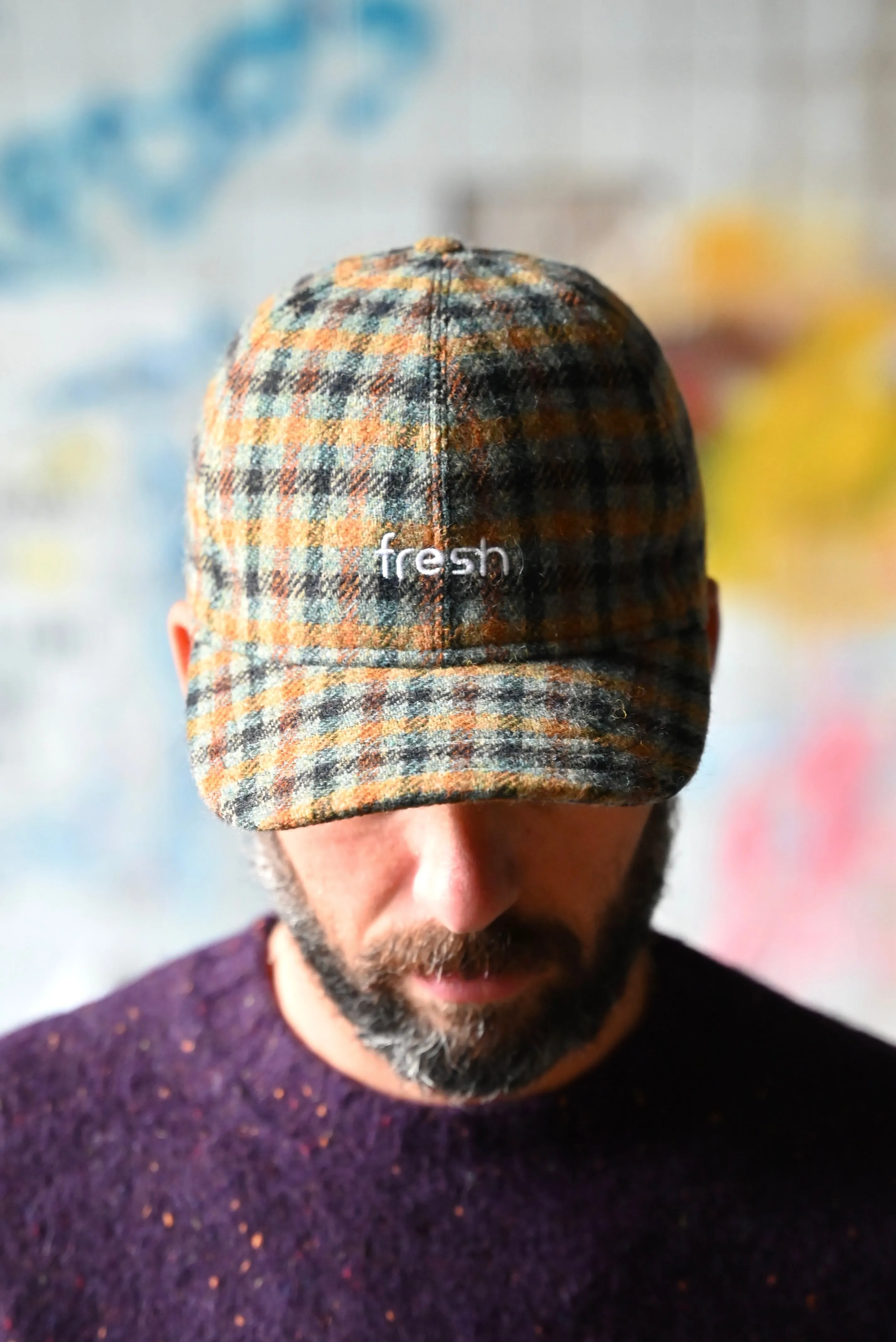 FRESH Shetland Wool Cap Tartan Blue