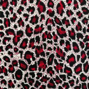 FS812_2 Leopard Spots Cord Cotton Fabric Red